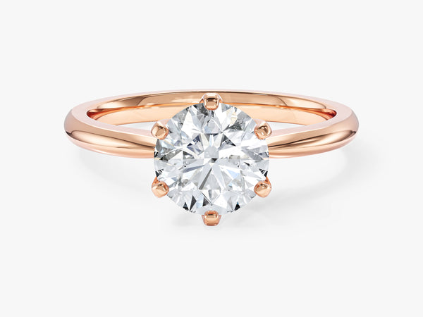 Pinched Shank Hidden Halo Round Moissanite Engagement Ring