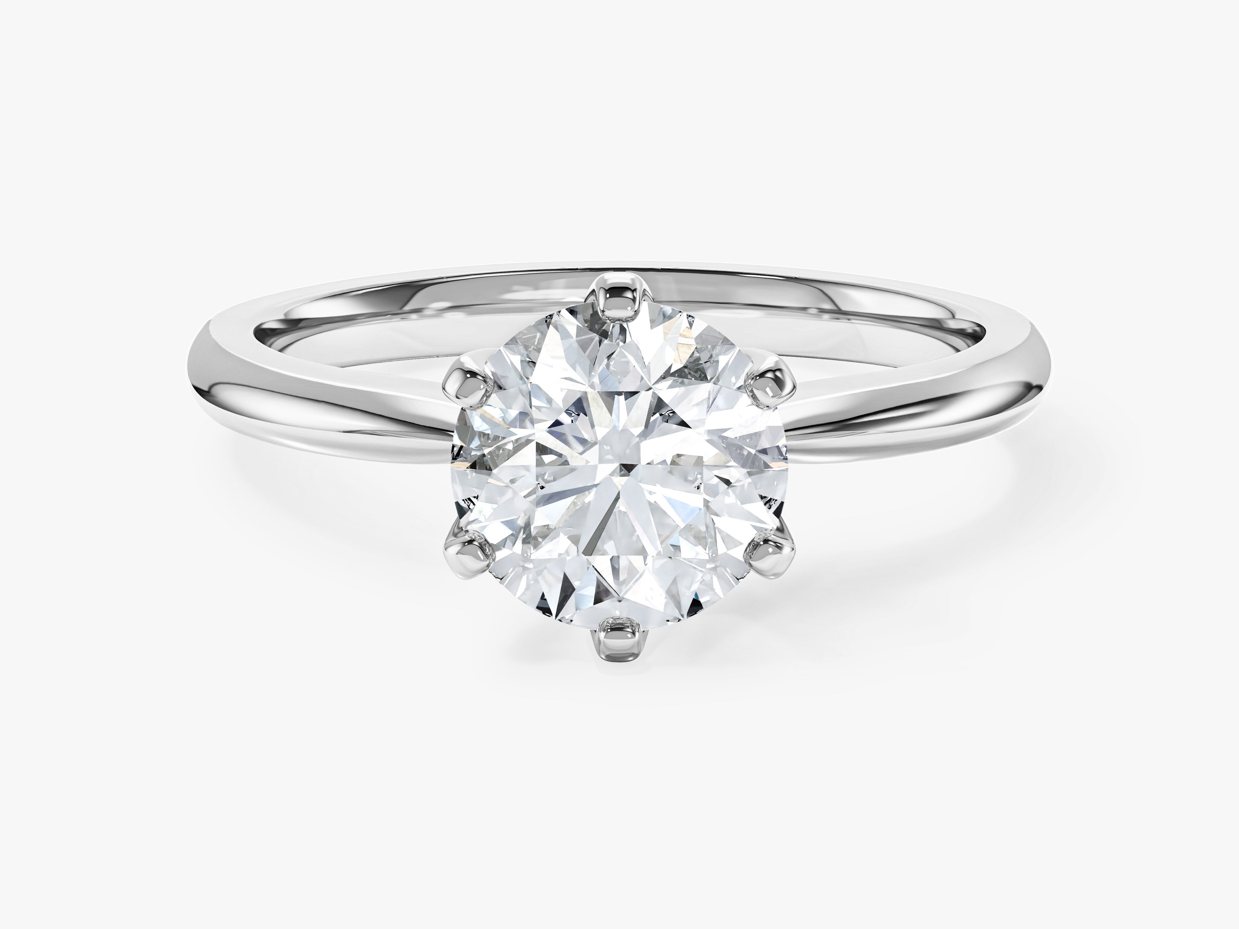 Pinched Shank Hidden Halo Round Moissanite Engagement Ring