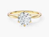 Pinched Shank Hidden Halo Round Moissanite Engagement Ring