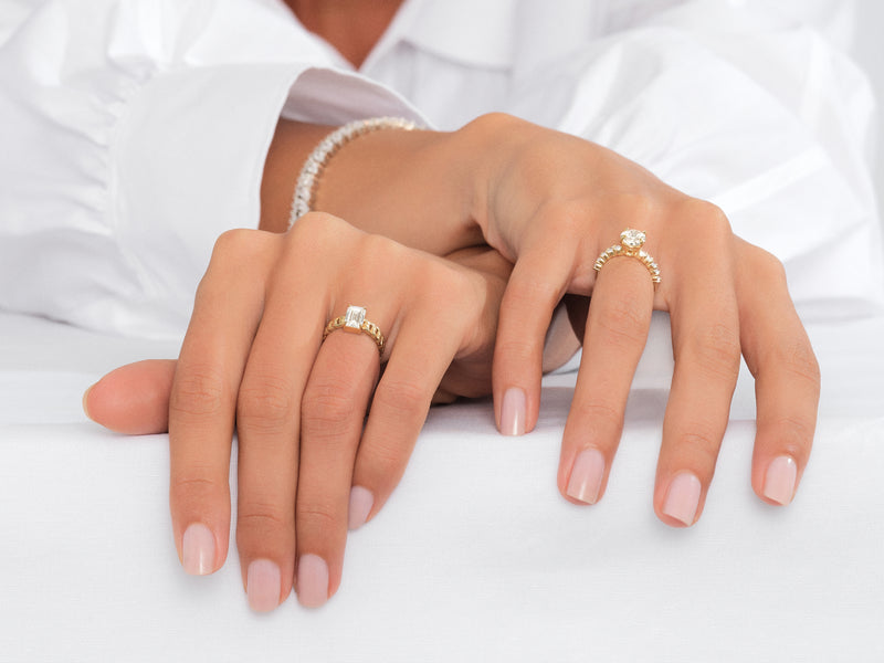 Shared Double Prong Oval Moissanite Engagement Ring