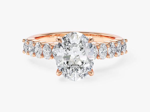Shared Double Prong Oval Lab Grown Diamond Engagement Ring