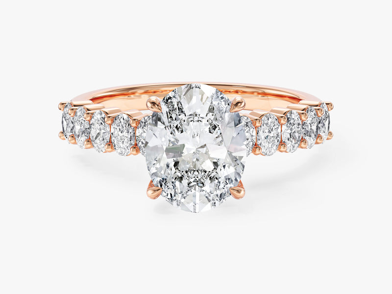 Shared Double Prong Oval Moissanite Engagement Ring