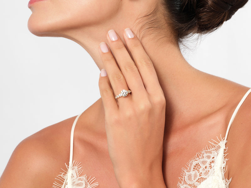 Shared Double Prong Round Moissanite Engagement Ring