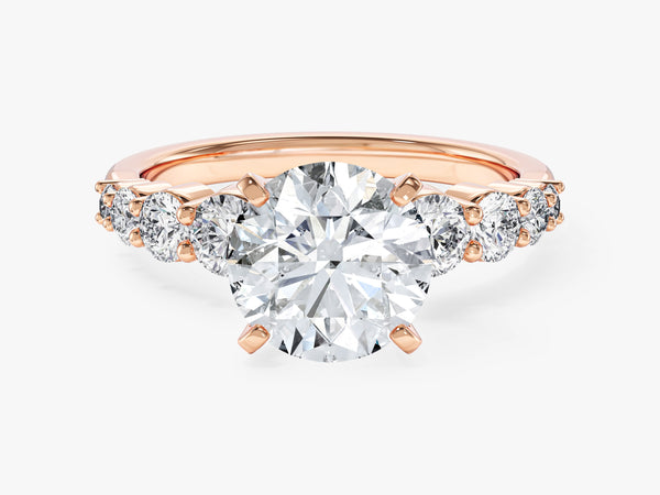Shared Double Prong Round Moissanite Engagement Ring