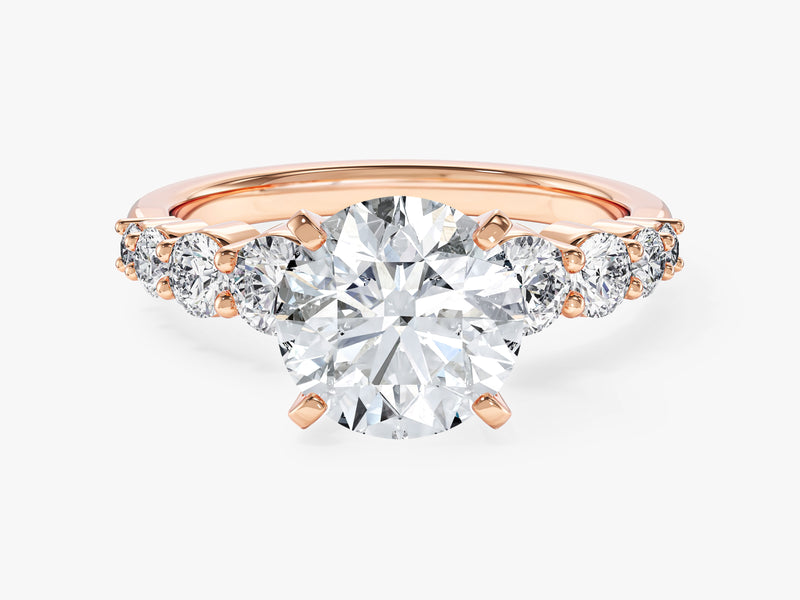 Shared Double Prong Round Moissanite Engagement Ring