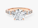 Shared Double Prong Round Lab Grown Diamond Engagement Ring
