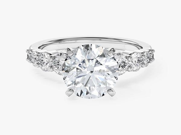 Shared Double Prong Round Moissanite Engagement Ring