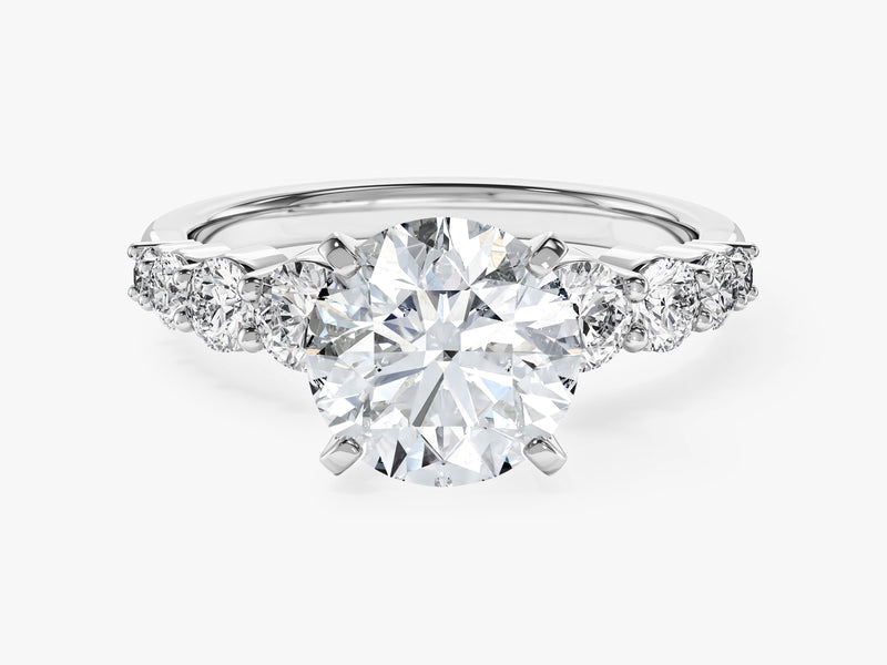 Shared Double Prong Round Moissanite Engagement Ring