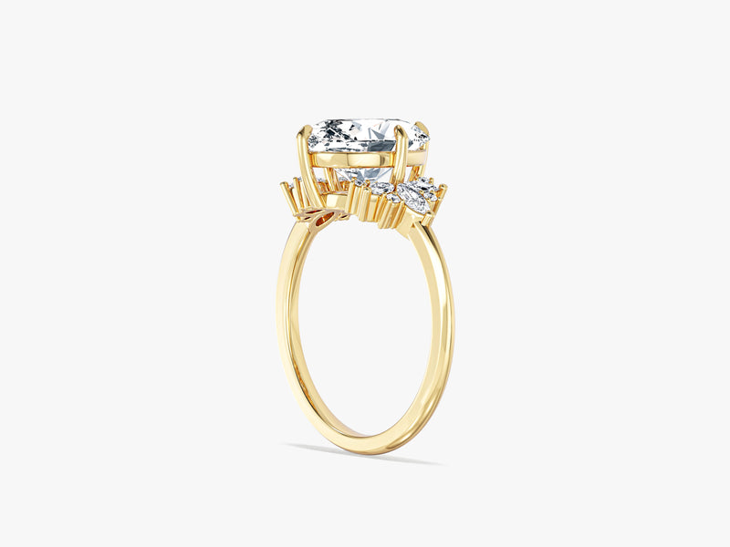 Floral Cluster Oval Moissanite Engagement Ring