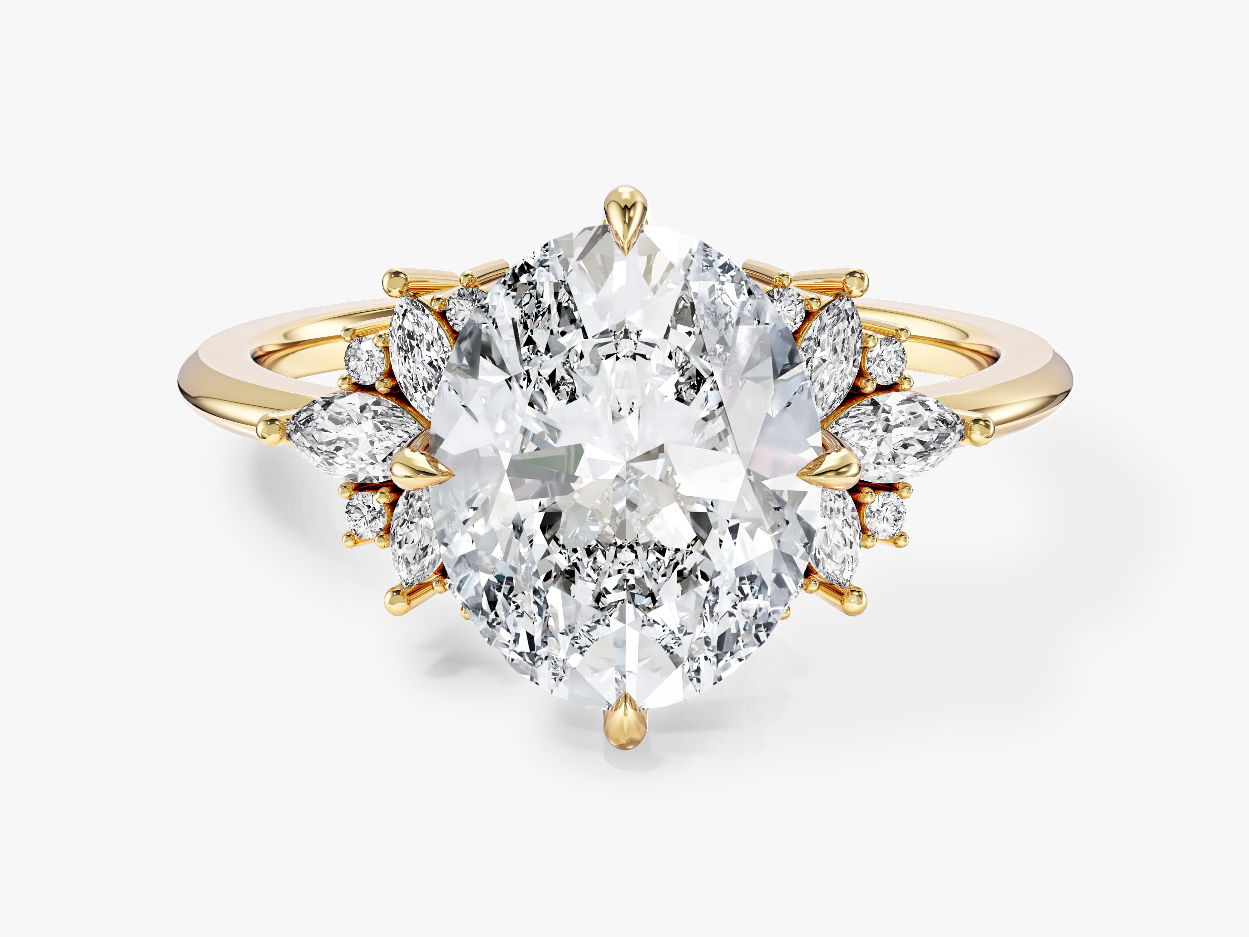 Floral Cluster Oval Moissanite Engagement Ring