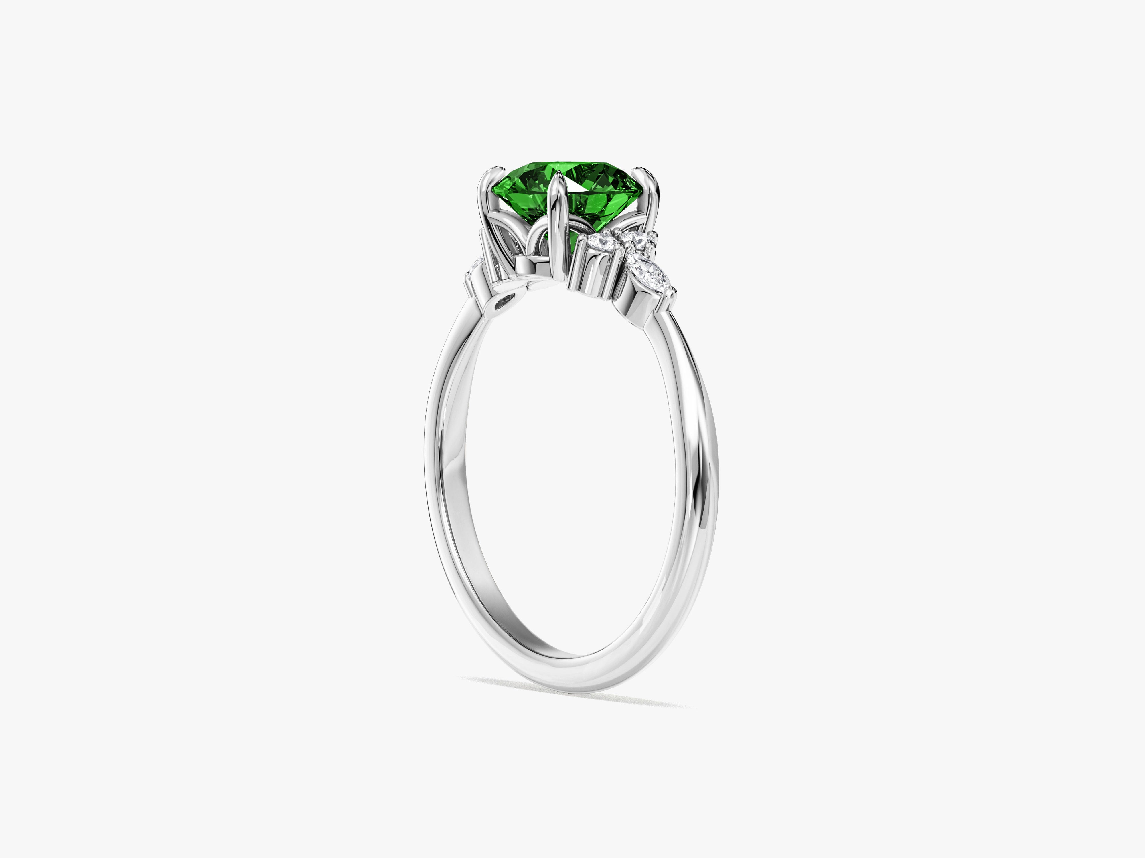 Cluster Gemstone Engagement Ring