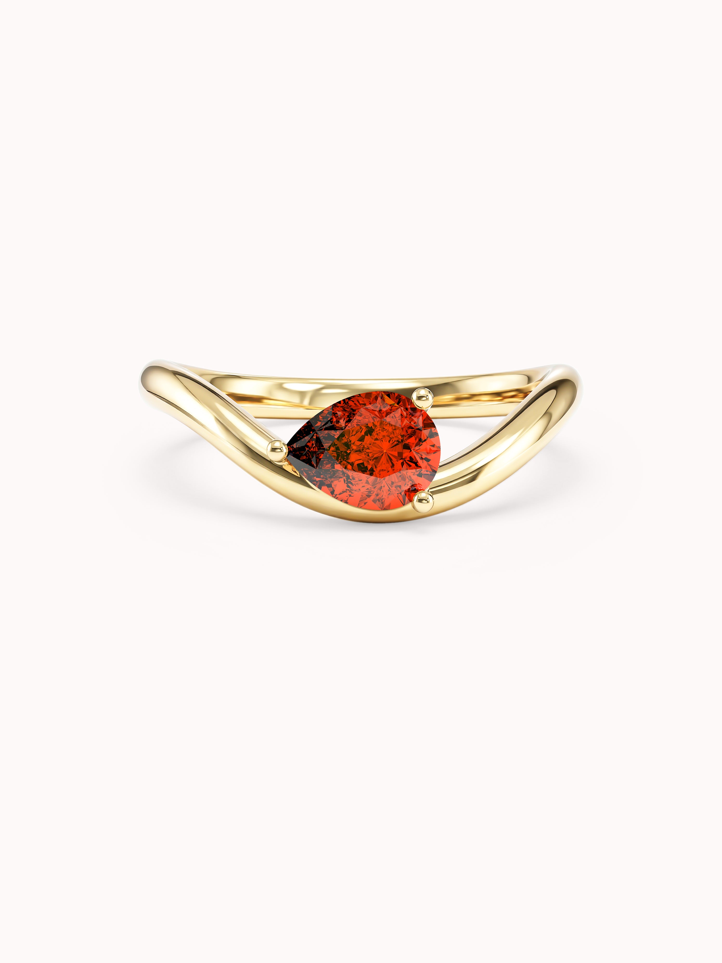Curved Birthstone Ring