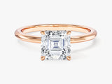 Rose gold ring with asscher diamond engagement ring