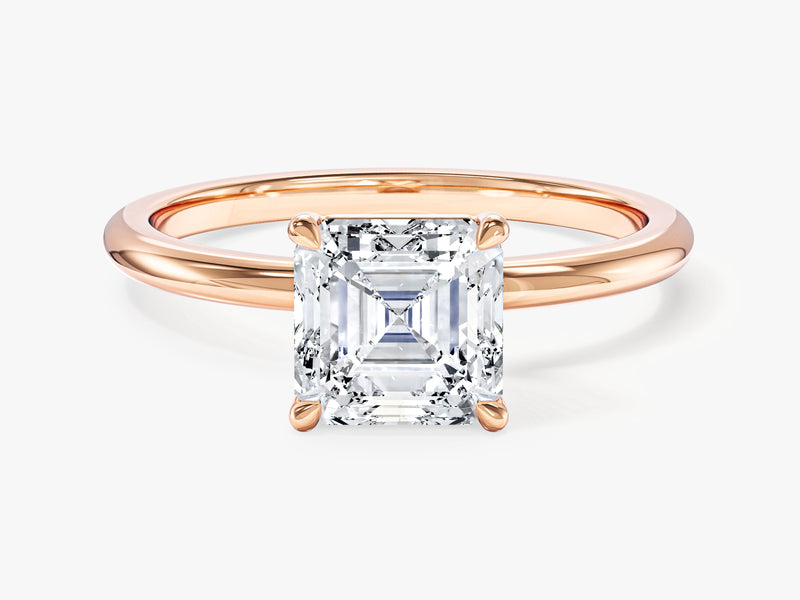 Rose gold ring with asscher diamond engagement ring