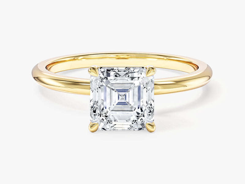 Gold ring with asscher diamond engagement ring