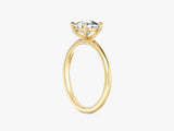 Gold ring with a cushion-cut diamond, fine jewelry