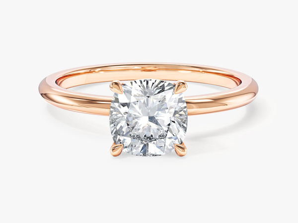Rose gold ring with cushion cut diamond engagement ring