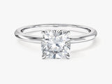 Cushion cut diamond engagement ring in white gold