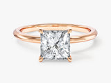 Princess cut diamond engagement ring in rose gold setting