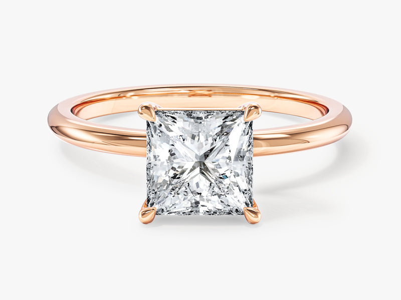 Rose gold ring with princess cut diamond engagement ring