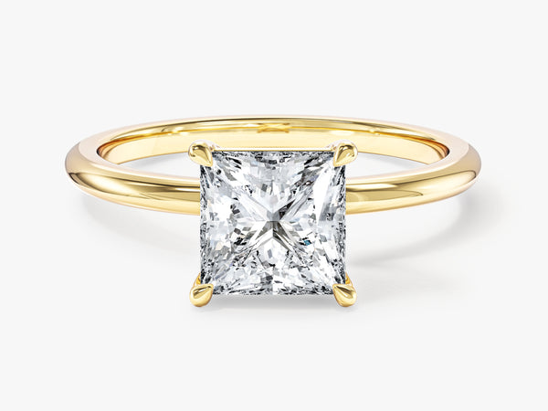 Gold ring with princess cut diamond engagement jewelry