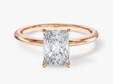 Radiant cut diamond engagement ring in rose gold setting