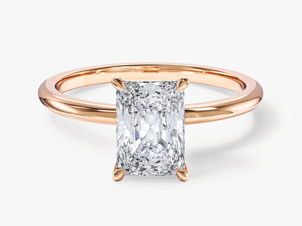 Radiant cut diamond engagement ring in rose gold setting