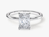 Radiant cut diamond engagement ring in platinum setting
