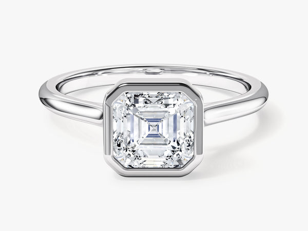 Bezel Asscher Moissanite Engagement Ring (1.50 CT)