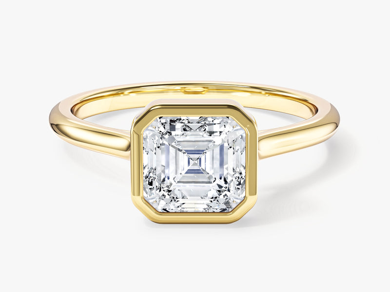 Bezel Asscher Moissanite Engagement Ring (1.50 CT)