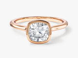 Rose gold ring with cushion-cut diamond engagement ring
