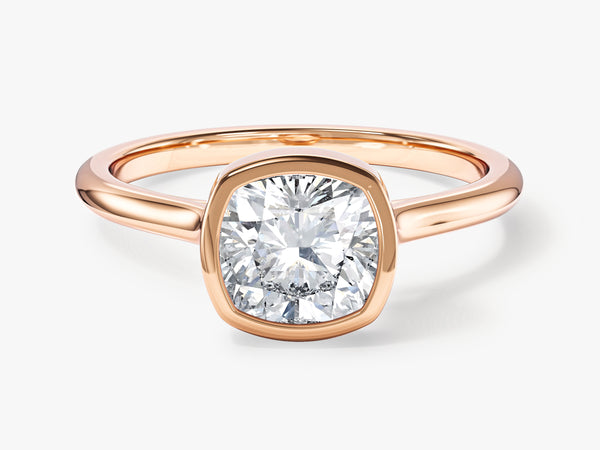Rose gold ring with cushion-cut diamond engagement ring