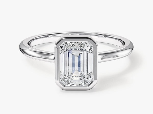 Emerald cut diamond ring in platinum setting