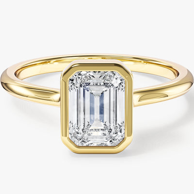 Bezel Emerald Lab Grown Diamond Engagement Ring (1.50 CT)