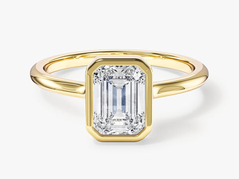 Bezel Emerald Moissanite Engagement Ring (1.50 CT)