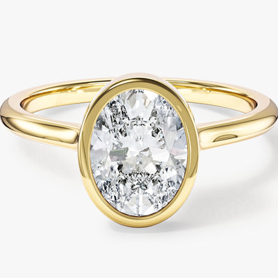 Bezel Oval Lab Grown Diamond Engagement Ring (1.50 CT)