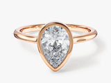 Rose gold pear cut diamond engagement ring