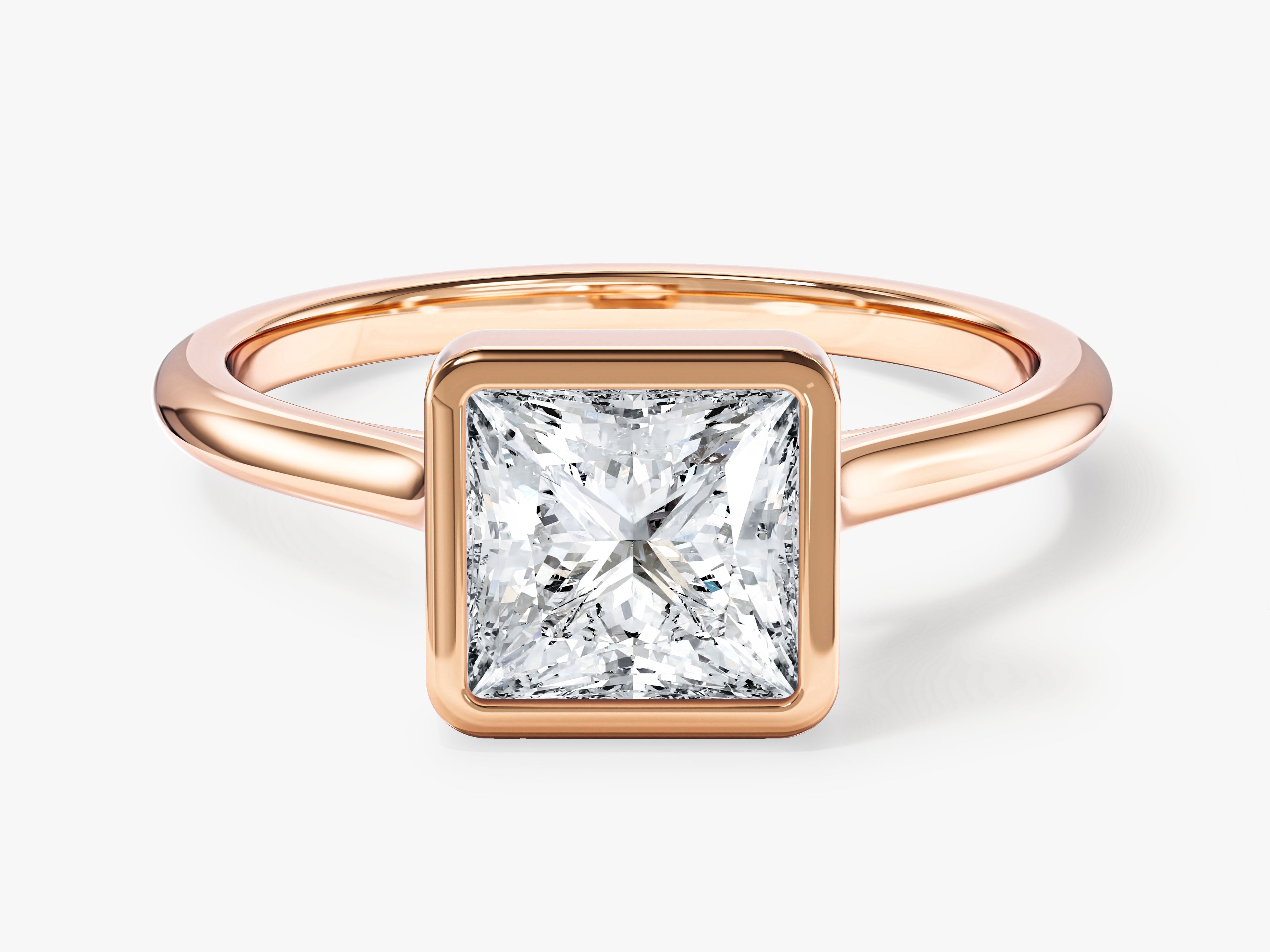 Rose gold ring with princess cut diamond engagement jewelry