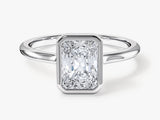 Radiant cut diamond ring in platinum setting