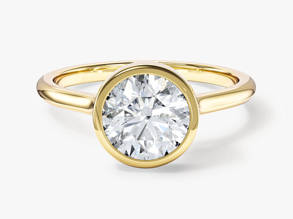 Round Bezel Solitaire Lab Grown Diamond Engagement Ring (1.50 CT)