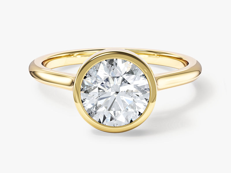 Round Bezel Solitaire Moissanite Engagement Ring (1.50 CT)