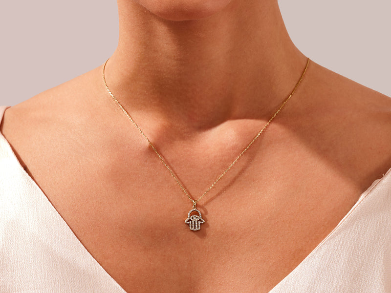 Diamond Hamsa Necklace (0.31 CT) in 14k Solid Gold