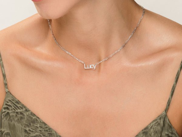 Paperclip Chain Bold Name Necklace