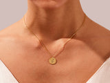 Flower Disc Necklace in 14k Solid Gold
