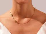 Sideways Initial Necklace in 14k Solid Gold
