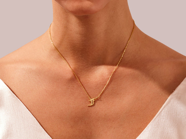 Cursive Initial Necklace in 14k Solid Gold