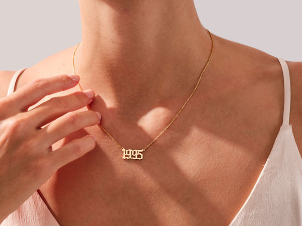 Number Necklace in 14k Solid Gold