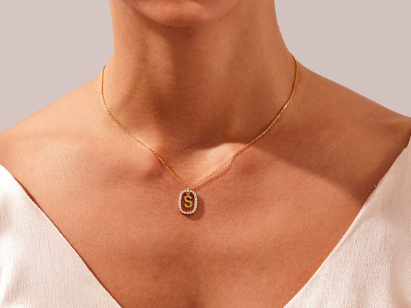 Initial Birthstone Necklace in 14k Solid Gold