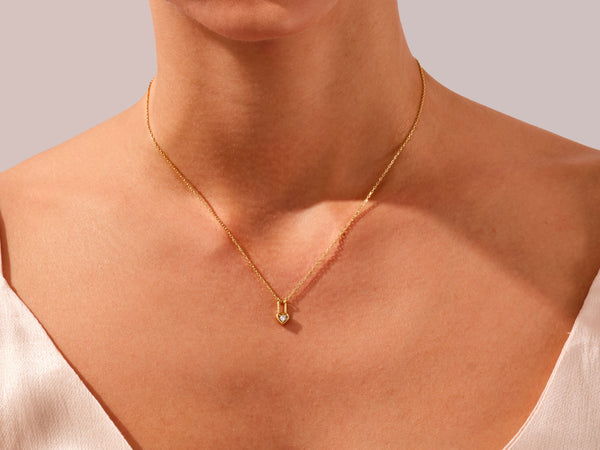 Heart Lock Necklace in 14k Solid Gold