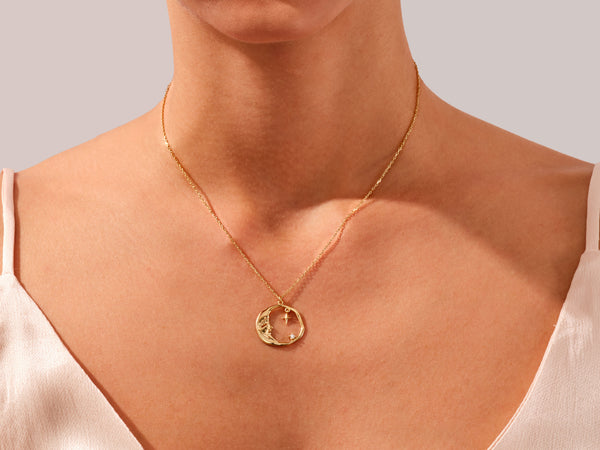 Crescent Moon Necklace in 14k Solid Gold